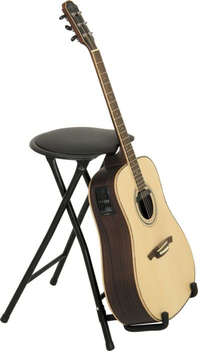 Stage Player folding guitar stand and stool combo